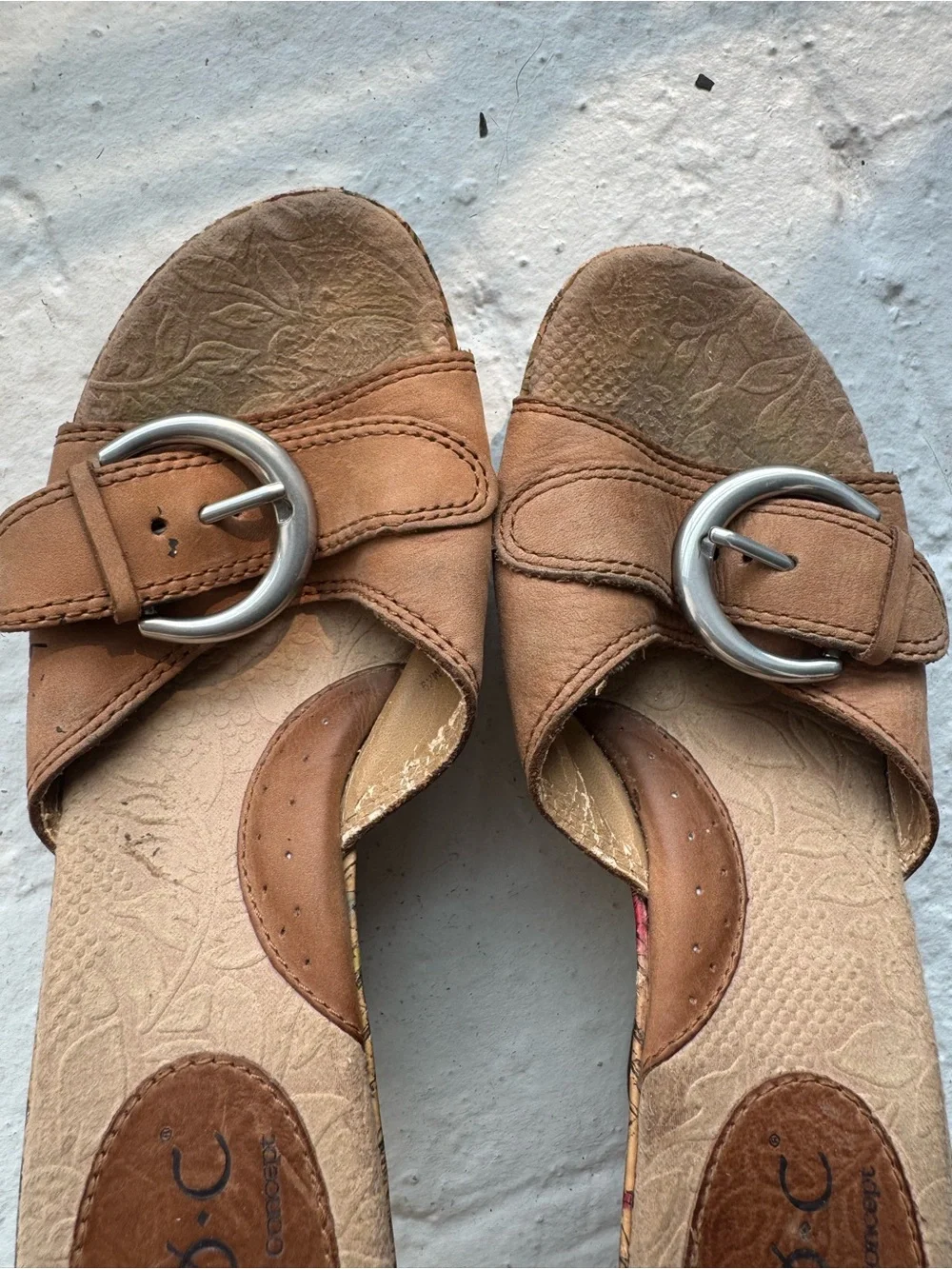 B.O.C Brown Cork Wedge Slide with Buckle